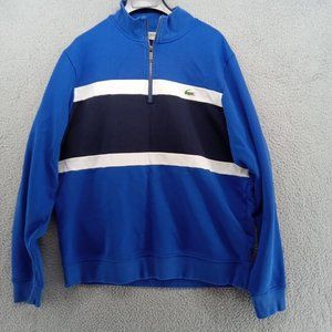 Lacoste Sweater Mens 6 XL‎ Blue Stripes 1/4 Zip Pullover Outerwear Preppy